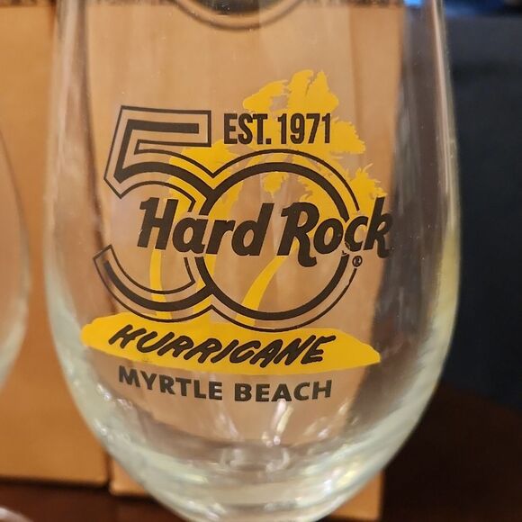 Hard Rock Café Set of 2 Myrtle Beach 50th Anniversary Hurricane Glasses w/ Boxes - Picture 2 of 5